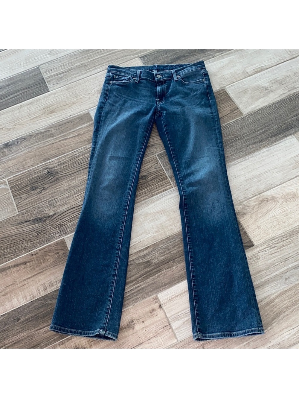 7 For All Mankind Women's Bootcut Jeans Size 29 Med Blue Crystal Pocket